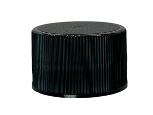 20-410 Ribbed Black Continuous Thread Cap Unlined
