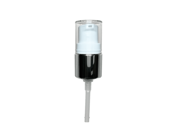 24-410 Metal Overshell Shiny Silver Cosmetic Treatment Pump