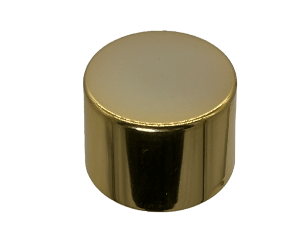 28-410 Metal Overshell Shiny Gold Continuous Thread Cap Pressure Sensitive (PS) Liner