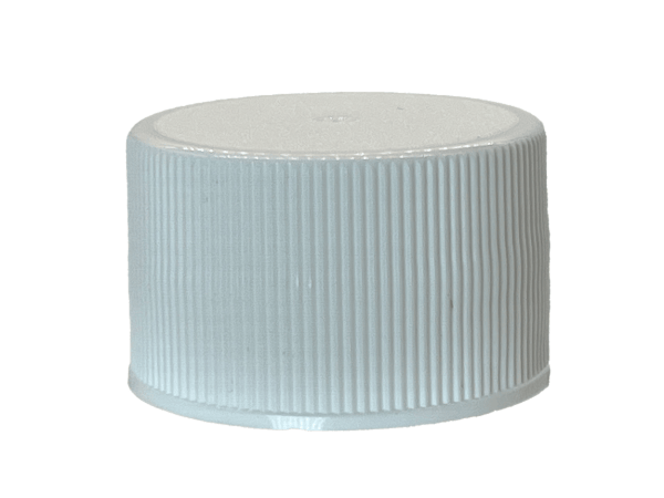 28-410 Ribbed White Continuous Thread Cap Pressure Sensitive (PS) Liner