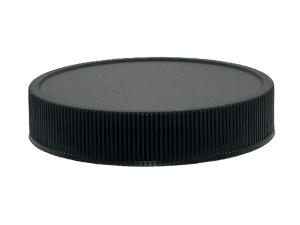 63-400 Ribbed Black Continuous Thread Cap Pressure Sensitive (PS) Liner
