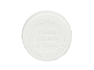 70-400 PDT Text White Child Resistant Cap Foam Liner