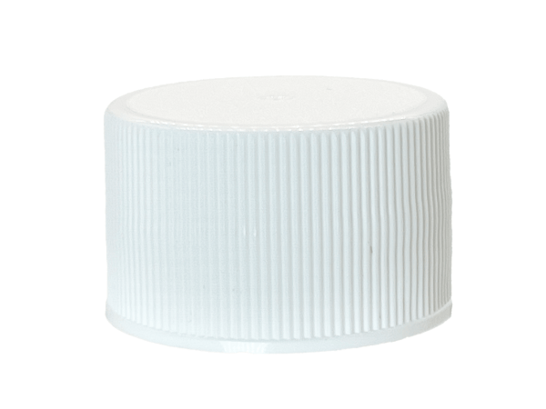 28-410 Ribbed White Continuous Thread Cap Unlined